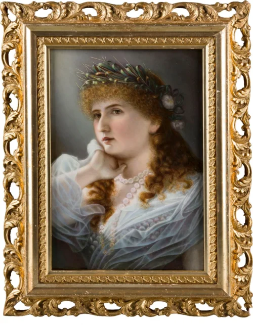 PORCELAIN PICTURE PLATE WOMAN'S PORTRAIT AFTER CONRAD KIESEL