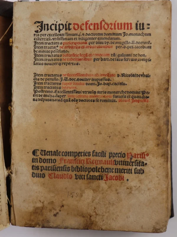 [COLLECTIVE]. Incipit defensiorum juris.